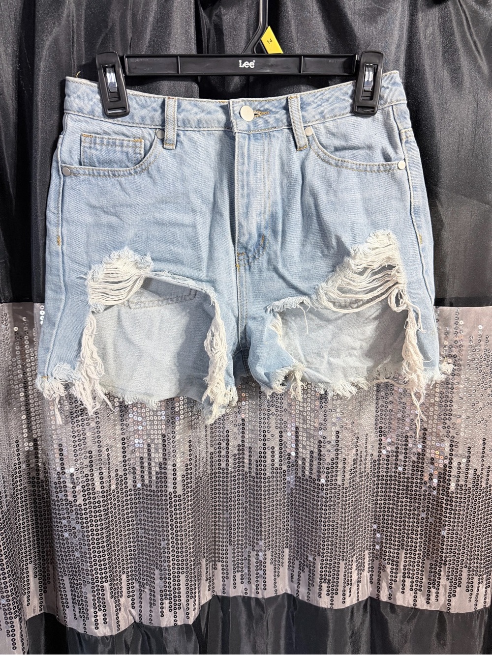 Light Wash Distressed Denim Cutoff Shorts